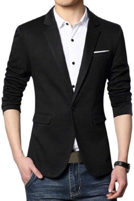 TRULYFEB Solid Single Breasted Casual, Festive, Festive & Wedding, Formal, Wedding, Party Men Blazer(Black)