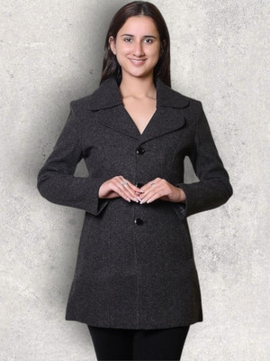 TROO BLUE Solid Double Breasted Casual Women Blazer(Black)