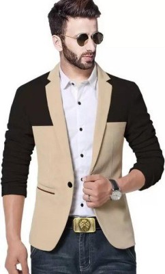 HUMJOLI MENS WEAR Solid Single Breasted Casual, Formal, Festive & Wedding Men Blazer(Black, Beige)