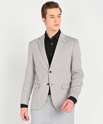 KILLER Solid Single Breasted Casual Men Blazer(Grey)