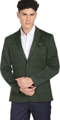 ARROW Checkered Single Breasted Formal Men Blazer(Green)