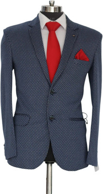 gargian master cut Self Design Single Breasted Formal, Party Men Blazer(Blue)
