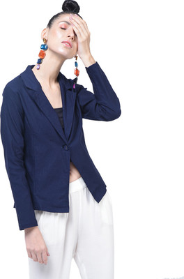 HRIKSHIKA FASHION Solid Single Breasted Casual Women Blazer(Dark Blue)