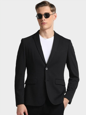 PERFECT PRODUCTIONS Solid Single Breasted Formal Men Blazer(Black)