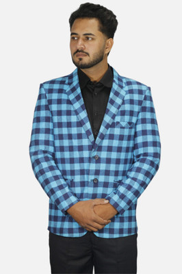 gargian master cut Self Design Single Breasted Formal, Party Men Blazer(Blue)