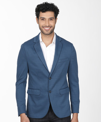 INDIAN TERRAIN Solid Single Breasted Casual Men Blazer(Blue)