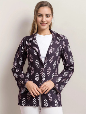 AA-HA! Printed Tuxedo Style Casual Women Blazer(Multicolor)