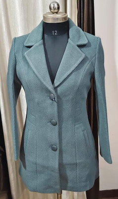 Pepzo Solid Double Breasted Casual Women Blazer(Blue)