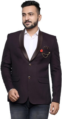 Kanhaiya Solid Single Breasted Formal Men Blazer(Maroon)