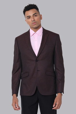 VAN HEUSEN Self Design Single Breasted Formal Men Blazer(Maroon)