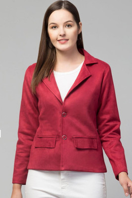 SHE CHOICE Solid Single Breasted Formal Women Blazer(Pink)