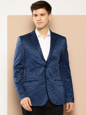 INVICTUS Self Design Double Breasted Casual Men Blazer(Blue)