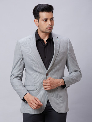 Raymond Self Design Single Breasted Formal Men Blazer(Grey)