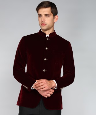 LOUIS PHILIPPE Solid Bandhgala Formal Men Blazer(Maroon)