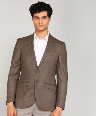 Raymond Solid Single Breasted Formal Men Blazer(Brown)
