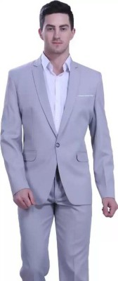 HUMJOLI Solid Single Breasted Casual Men Blazer(Grey)