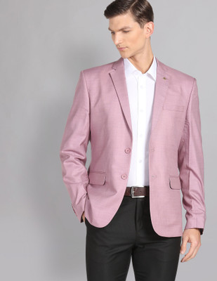 AD by Arvind Solid Single Breasted Formal Men Blazer(Pink)