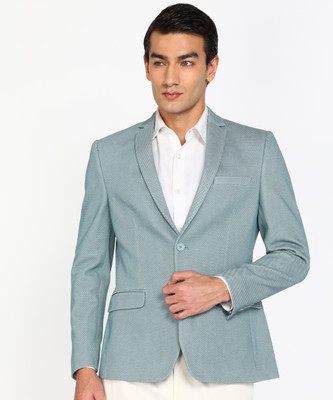 PETER ENGLAND Self Design Single Breasted Casual Men Blazer(Light Blue)
