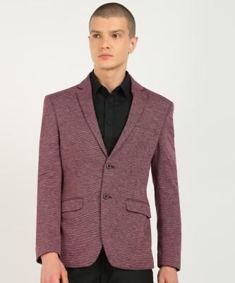 PARK AVENUE Self Design Single Breasted Formal Men Blazer(Purple)