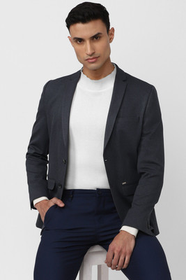 VAN HEUSEN Self Design Single Breasted Formal Men Blazer(Grey)