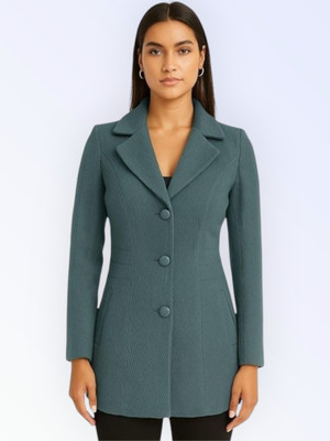 Pepzo Solid Double Breasted Casual Women Blazer(Blue)