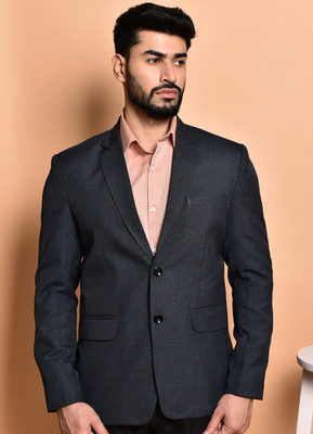 METRONAUT Solid Single Breasted Casual Men Blazer(Blue)