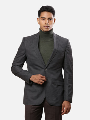 Raymond Self Design Single Breasted Formal Men Blazer(Grey)