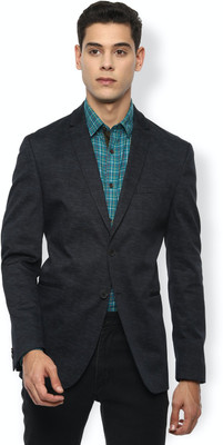 VAN HEUSEN Self Design Single Breasted Formal Men Blazer(Black)