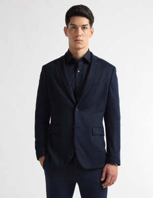 ARROW Self Design Single Breasted Formal Men Blazer(Blue)