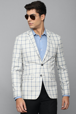 LOUIS PHILIPPE Checkered Single Breasted Formal Men Blazer(Beige)