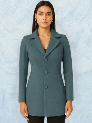 Pepzo Solid Double Breasted Casual Women Blazer(Blue)