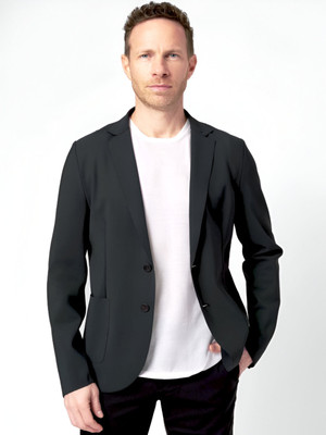 CADMON Solid Single Breasted Casual Men Blazer(Black)