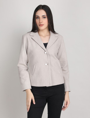 Blue Ronin Self Design Single Breasted Formal Women Blazer(Beige)