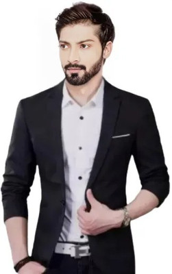 Darbar In Solid Single Breasted Casual, Formal, Party, Festive & Wedding Men Blazer(Black)