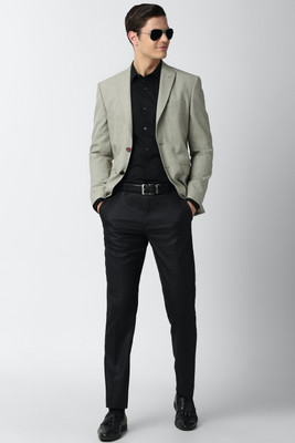 PETER ENGLAND Solid Single Breasted Casual Men Blazer(Grey)
