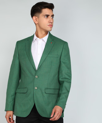 Raymond Self Design Single Breasted Formal Men Blazer(Dark Green)