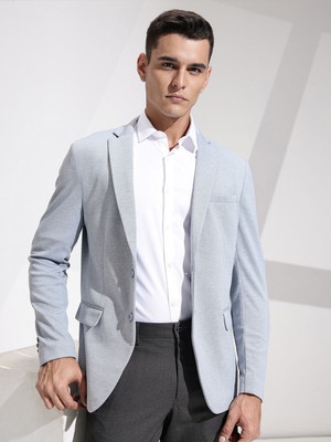 INVICTUS Solid Single Breasted Formal Men Blazer(Blue)