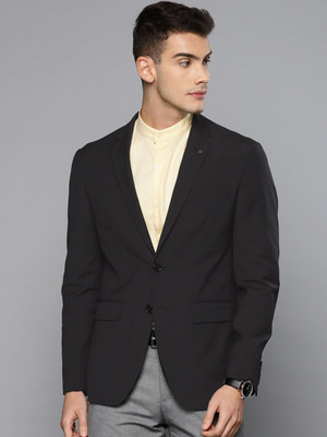 LOUIS PHILIPPE Solid Single Breasted Formal Men Blazer(Black)