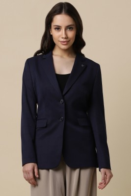 Allen Solly Solid Single Breasted Formal Women Blazer(Dark Blue)