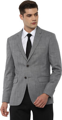 LOUIS PHILIPPE Self Design Single Breasted Formal Men Blazer(Grey)