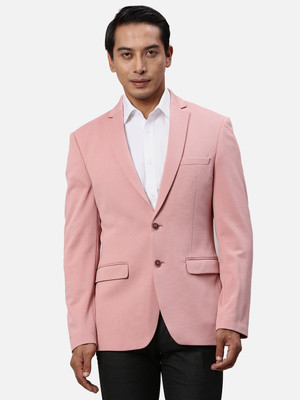 PARK AVENUE Self Design Single Breasted Formal Men Blazer(Red)