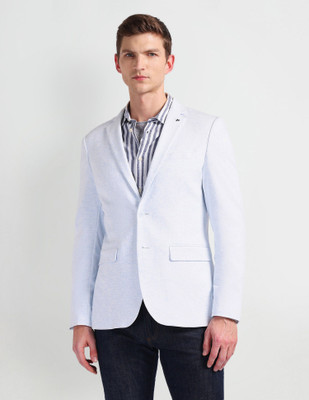 ARROW Solid Single Breasted Formal Men Blazer(Blue)