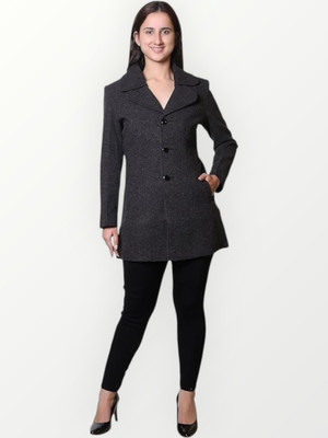 TROO BLUE Solid Double Breasted Casual Women Blazer(Black)