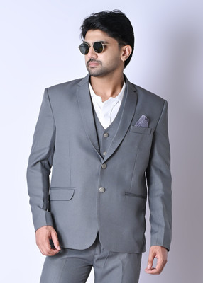 Asmartfashion Solid Single Breasted Festive & Wedding Men Blazer(Grey)