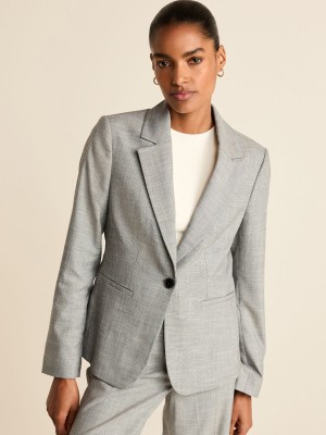 NEXT Checkered Single Breasted Formal Women Blazer(Grey)