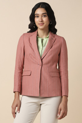 Allen Solly Solid Single Breasted Casual Women Blazer(Pink)