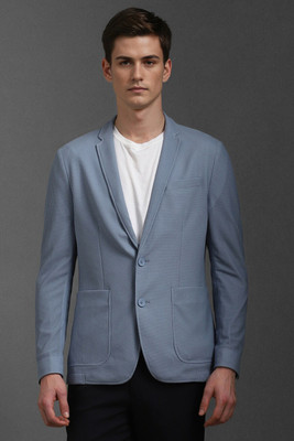 LOUIS PHILIPPE Self Design Single Breasted Casual Men Blazer(Light Blue)