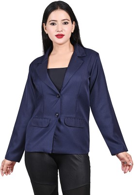 Inaaya by SFASH Solid Single Breasted Formal Women Blazer(Blue)