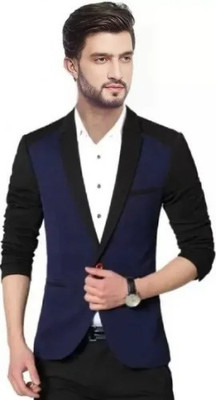 Fijuca Fashion Solid Single Breasted Casual, Formal, Party, Festive & Wedding Men Blazer(Blue, Black)