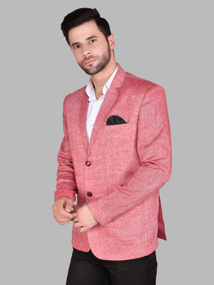 METRONAUT Solid Single Breasted Casual Men Blazer(Pink)
